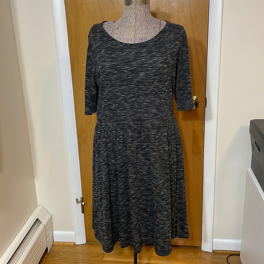 Apt 9 Womens XL Fit and Flare Dress Elastic Waist Gray Scoop Neck